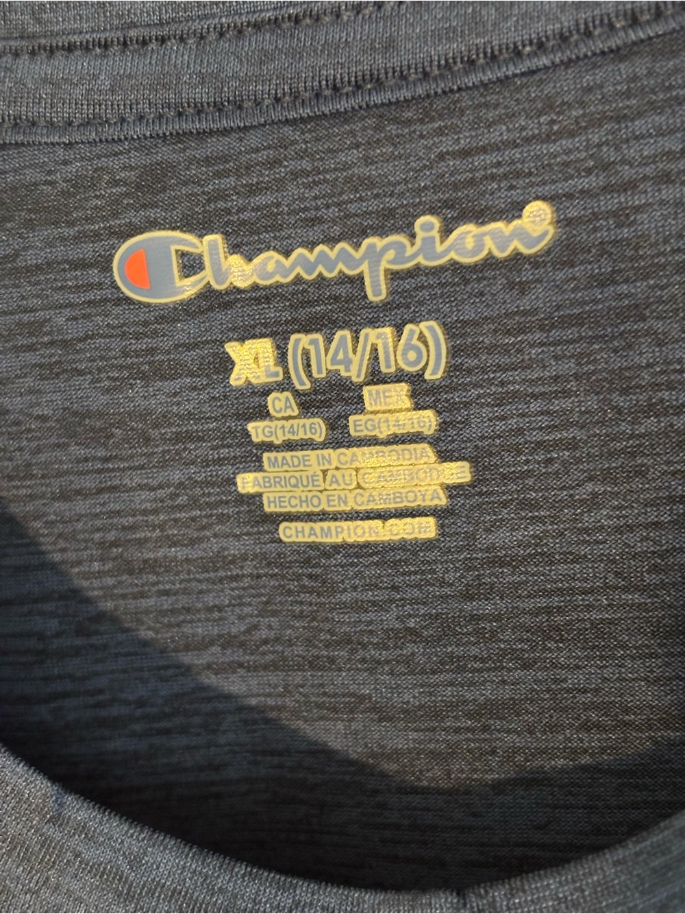 Champion Youth XL 14/16 Navy Blue Logo Short Sleeve Athletic T-Shirt - Picture 7 of 8
